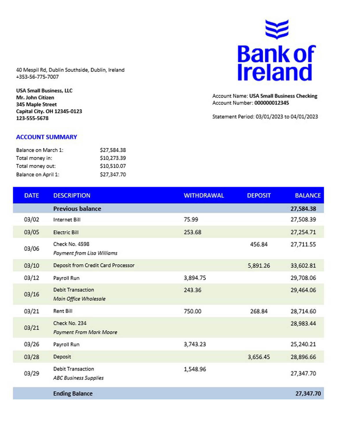 Bank of Ireland enterprise statement 